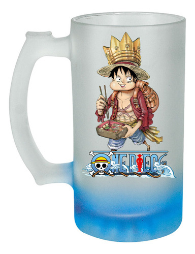 Tarro Cervecero One Piece Monkey D. Luffy Anime 16oz Azul 1p