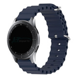 Pulseira 22mm Ondas Para Samsung Gear S3 Frontier Sm-r760 Cor Azul