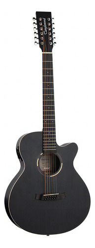 Guitarra Electroacústica Blackbird Tanglewood Twbbsfce12 Color Smokestack Black Satin