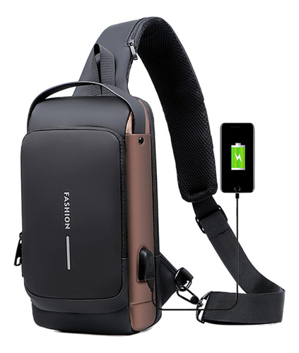 Bolso Bandolera Antirrobo Impermeable Hombre Con Usb Puerto 