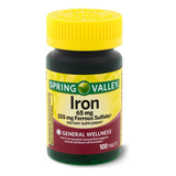 Iron Ferro 65 Mg 100 Comprimidos 325 Mg - Spring Valley, Ee. Uu., Sabor Sin Sabor