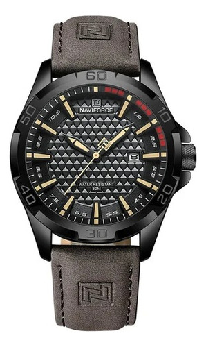 Relógio Masculino Naviforce Couro 8023 Marrom / Preto Show !