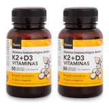 Natier Kit X2 K2 + D3 Suplemento Vegano Vitaminas Huesos 50c Sabor K2 - D3 Vitaminas