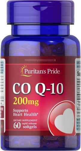 Puritans Pride Q-sorb Coenzima Q-10 200mg 60 Cáps Sabor Sem Sabor