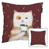 Fundas De Almohada De Gato Café Rojo De Sangsanghoo, 1...