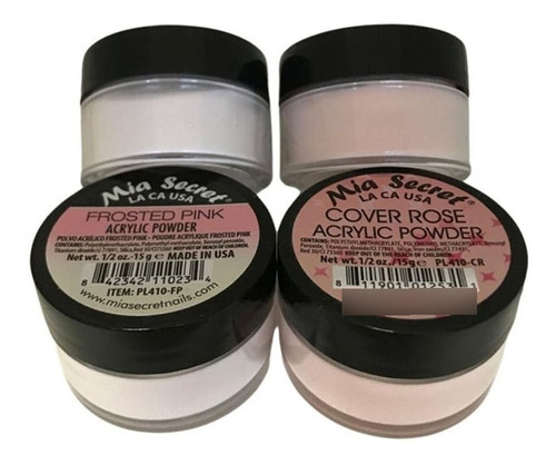 Pack 2 Polimeros 15g Mia Secret Frosted Pink+.... Estylosas