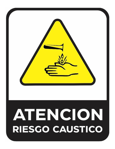 Cartel Atencion Riesgo Caustico 22x28 Cm 1 Mm Cuidado