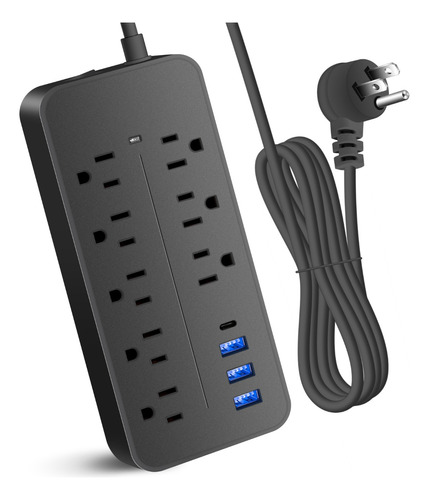 Regulador Multicontactos Con 8 Salidas, 3 Usb Y 1 Tipo C 6ft