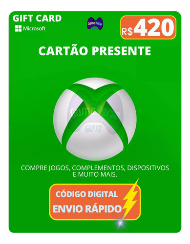 Gift Card Xbox Cartão Presente Microsoft Live R$ 420 Reais