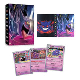 Álbum Porta Cartas Pokémon + Cartas Gastly Haunter Gengar