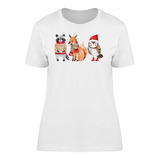 Zorro, Búho Y Mapache En Invierno Camiseta De Mujer