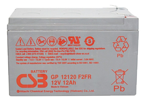 Batería 12v 12ah Sellada Gp12-120 Csb Csb Recargable Agm