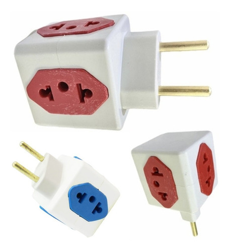 10 Adaptadores Pino Cubo Colorido Benjamin 4 Saídas 10a 20a