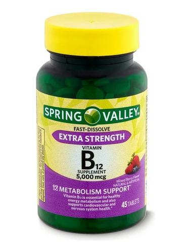 Vitamina B12 Disolucion Rapida Spring Valley 5000 Mcg 45 Tab