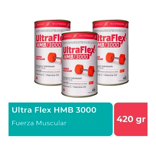 Ultraflex Hmb 3000 Para Fuerza Muscular 420g Pack X3