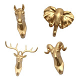 4pcs Estilo Vintage Animal Head Gancho De Pared Llaves