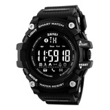 Reloj Hombre Skmei 1227 Bluetooth Pedometro Alarma Digital Malla Negro Bisel Negro Fondo Negro