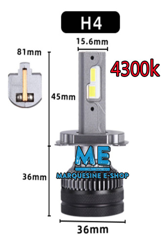 Super Led K5c 110w 4300k 6000k 30000 Lm H1 H4 H7 H11 Hb4 Hb3