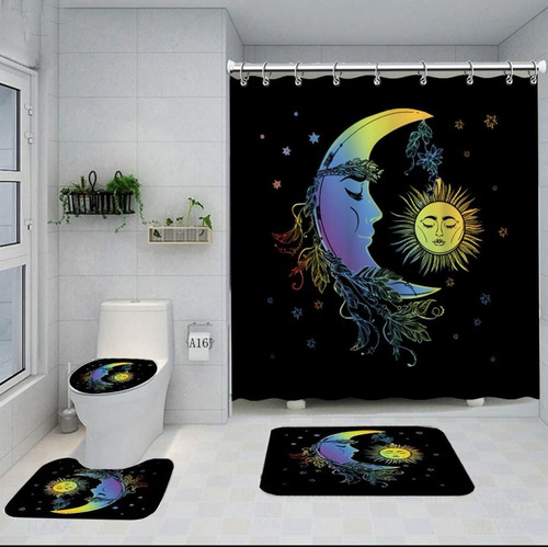 Juego De Baño Cortinas Impermeable Set De Baño Alfombras