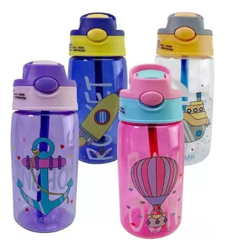 Termo Botella Agua Botilito Con Pitillo Para Niños Niñas(x2)