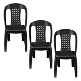 3 Cadeiras Bistro Plástica Resistente Para Mesa Jogos Jardim