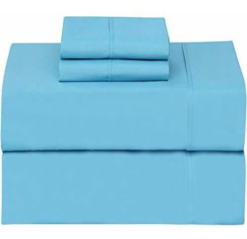 Sábanas Y Fundas - Ruvanti 4 Pcs Queen Size Blue Bed Sheets,