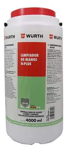 Jabon Mecanico Wurth Limpiador De Manos , 1300 Usos 4 Litros