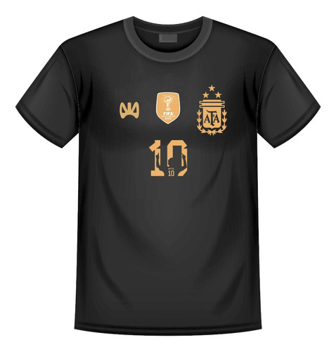 Camiseta Argentina 3 Estrellas Diseño Original Messi Dorada