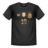 Camiseta Argentina 3 Estrellas Diseño Original Messi Dorada