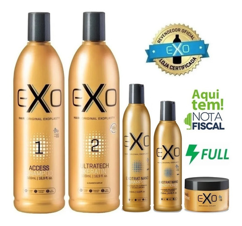 Exo Hair Alisamento Exoplastia Capilar 500ml +kit Manutenção