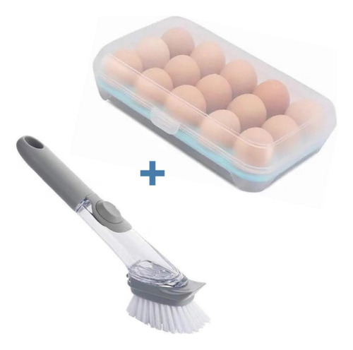 Organizador 15 Huevos Plástico + Cepillo Dispendador Jabón