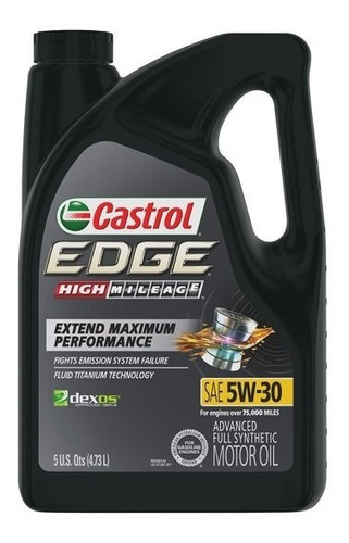 Aceite 100% Sintético Castrol Edge High Mileage 5w-30 4.73l