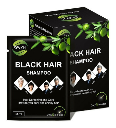 Sevich Shampoo Tinte Instantaneo Cubre Canas Color Negro