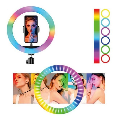 Aro De Luz  Led  Colores 26 Cm Fotografía Selfie + Trípode