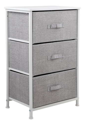 Buro Mesa Minimalista Recamara Kingshouse Kingchest3 Con 3 Cajones De Tela Comoda Gris Con Marco Blanco