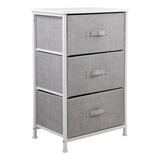 Buro Mesa Minimalista Recamara Kingshouse Kingchest3 Con 3 Cajones De Tela Comoda Gris Con Marco Blanco