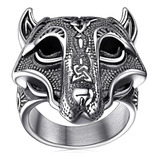 Anillos De Cabeza De Lobo Para Hombre Punk Cool Vikingo