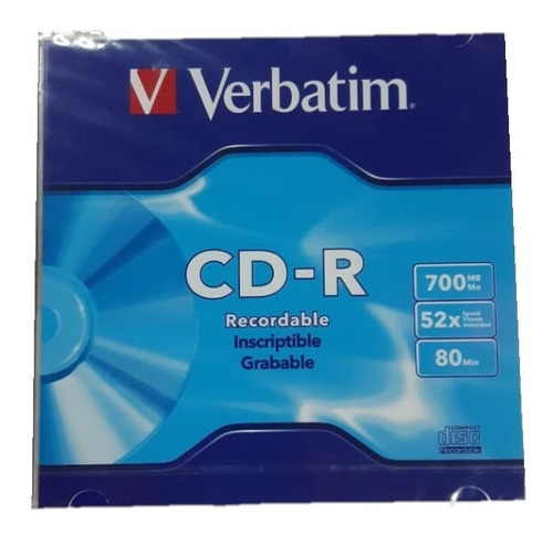 Cd -r Grabable Verbatim 700mb 80min Caja Slim X10