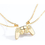 Collar Parejas Amistad Gamer Joystick Playstation Dorado 