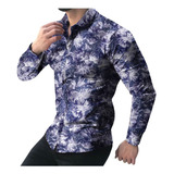 Camiseta Hombre Q Manga Larga Estampado Floral Slim Fit 3