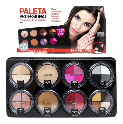 Heburn Profesional Set 301 Maquillaje Paleta Armar A Gusto