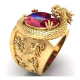 Anillo Dragon Dominante Cristal Rojo Hombres