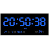 Reloj Digital De Pared Led 36 Cm Largo Termometro Fac