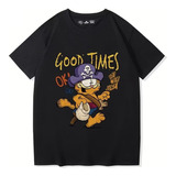 Camiseta De Manga Corta Con Creativo Garfield Cat Pirata