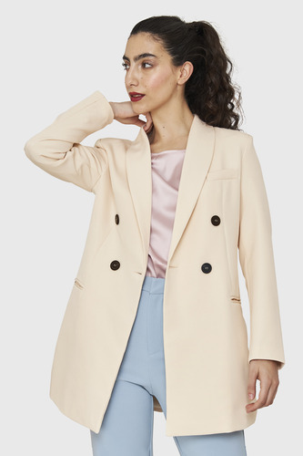 Blazer Largo Cuatro Botones Crema Nicopoly