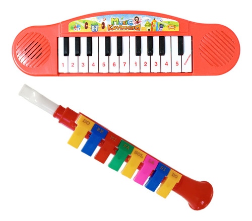 Set Musical Juguetes Organo Piano Infantil + Flauta Melodica