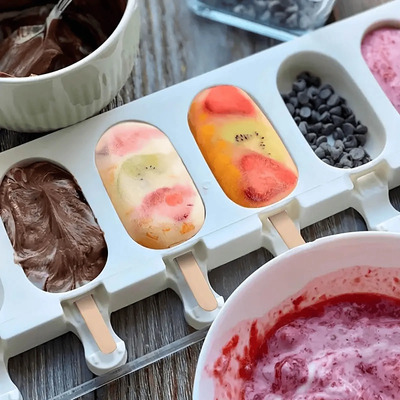 Molde De Silicona Para Helados Con 4 Cavidades, Paletas Blanco