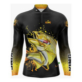 Camisa De Pesca King Brasil Proteção Solar Uv30+ Dourado