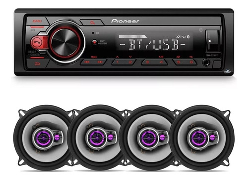 Kit Radio Pioneer 218bt + 04 Alto Falantes 5 Pol 200w Rms