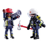 Playmobil Duo Pack 70081 Bomberos Con Equipo Figura Acc Edu